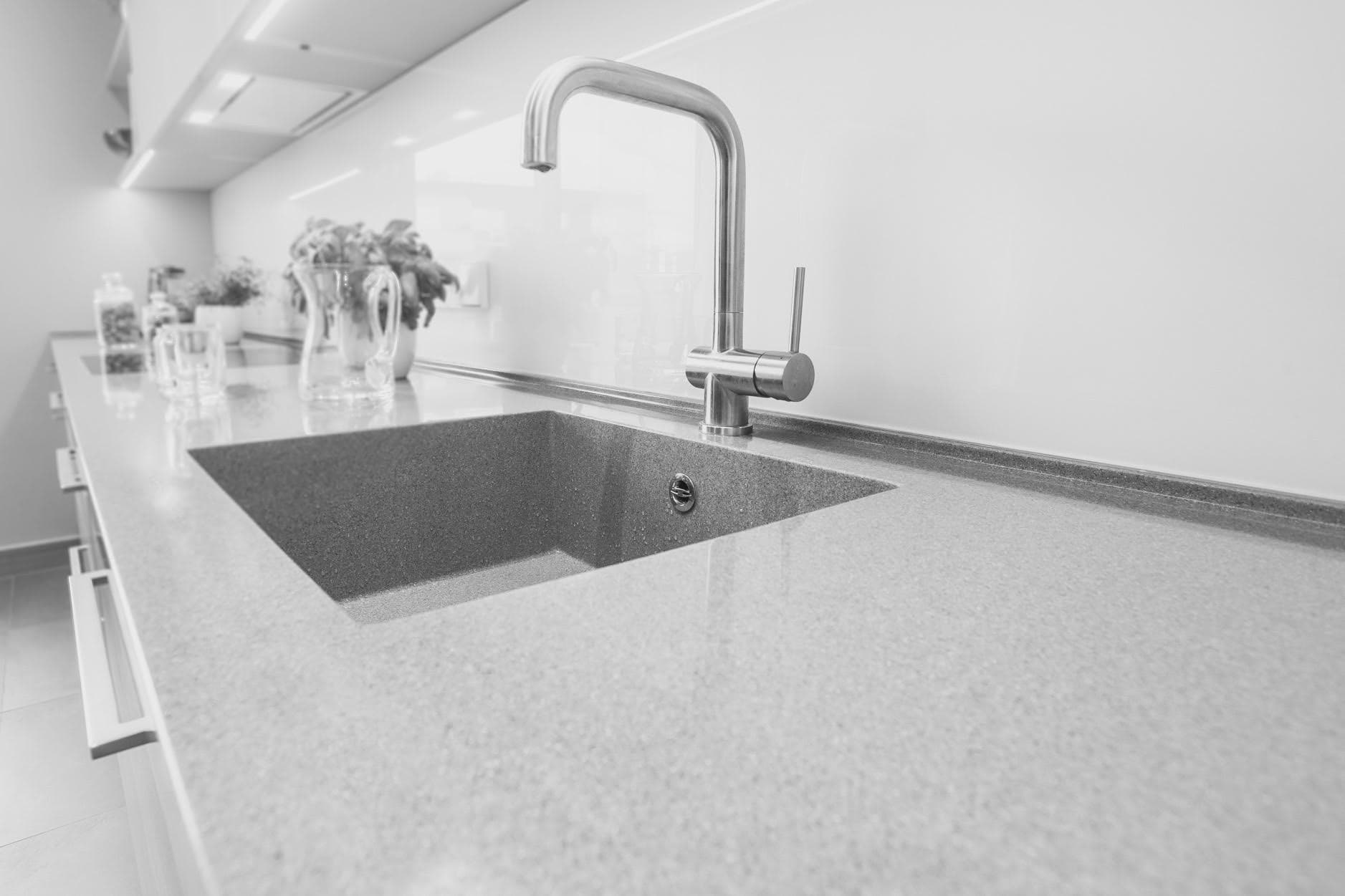Bespoke luxury granite kitchen island with waterfall edge